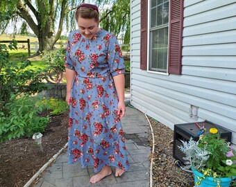 modest floral dress with sleeves