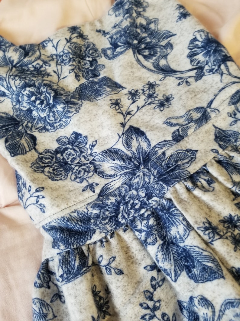 Jumper Size 34 Girl Blue Floral Flannel Modest Winter Jumper