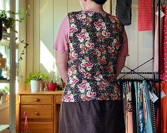 Women's Shirt, Sizes X-Small, Small, Med, and Large, Soft Light Mauve Floral Shirts