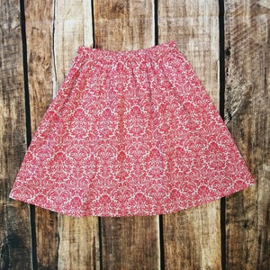 Size 10 Women - Frances Skirt - Modest Pink Christmas Aline Cotton Skirt