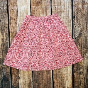 Size 8 Women - Alexandra Skirt - Modest Flared Pink Summer Cotton Skirt