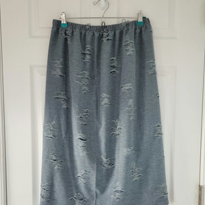 Size 10 Women, Adeline Skirts, Modest Blue Denim Like Roughed Stretch Skirt