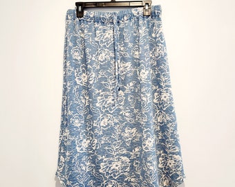 Size 10 Women, Modest Blue Floral Draw String Skirt