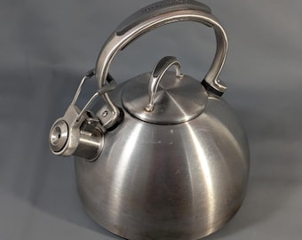 KitchenAid Stainless Steel Whistling Tea Kettle 2 Quart Stovetop Silver C-Handle