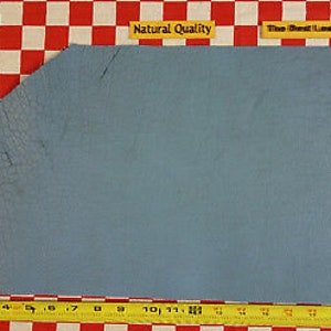 Horween sky blue bison 6 oz leather piece,  21&quot; x 11&quot;, nat. qlty - look