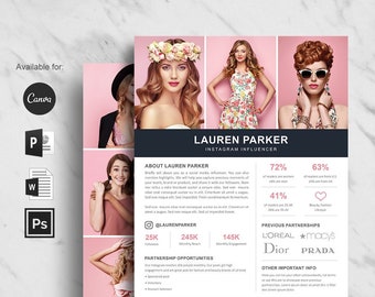 Influencer Media Kit Template 13, Media Kit Template for Social Media Influencer, Instagram Influencer, Press Kit, Pitch Kit, Rate Sheet