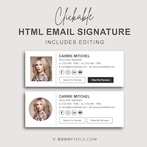 Clickable HTML Signature with Social Media Icons and Buttons, Custom Gmail Signature, Custom Email Signature, Email Signature with Buttons