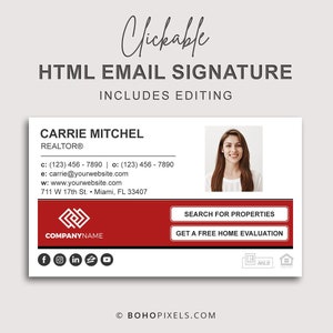 Email Signature, Clickable HTML Email Signature, Custom Gmail Signature, Custom Email Signature, Image Email Signature Design image 2