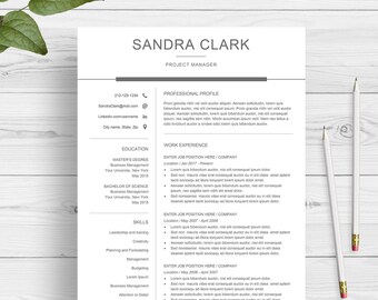 professional resume template for word clean resume design etsy