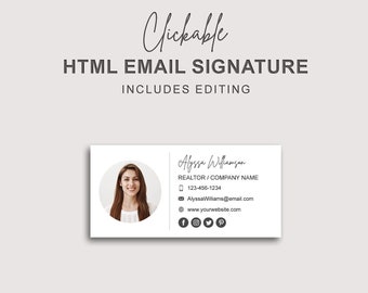 Email Signature, Clickable HTML Email Signature, Custom Gmail Signature, Custom Email Signature, Outlook Email Signature