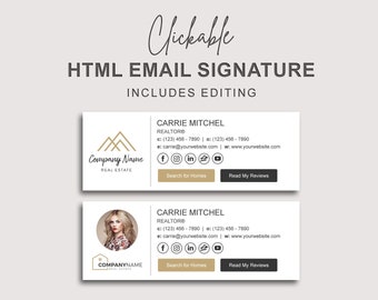 Clickable HTML Signature with Social Media Icons and Buttons, Custom Gmail Signature, Custom Email Signature, Email Signature with Buttons