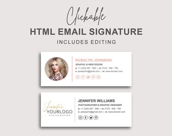 Email Signature, Clickable HTML Email Signature, Custom Gmail Signature, Custom Email Signature, Elegant Image Email Signature