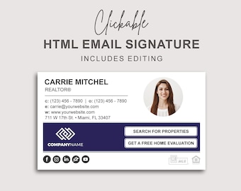Email Signature, Clickable HTML Email Signature, Custom Gmail Signature, Custom Email Signature, Image Email Signature Design