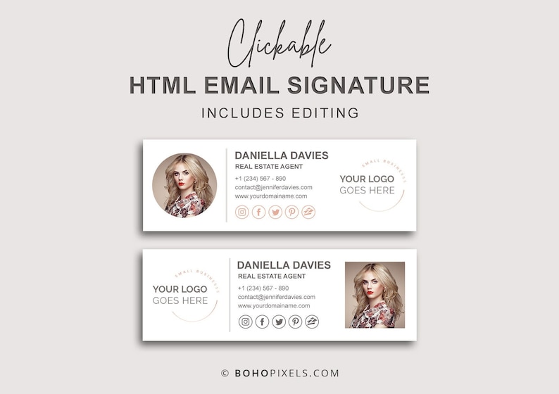 Email Signature Clickable HTML Email Signature Custom Gmail image 1