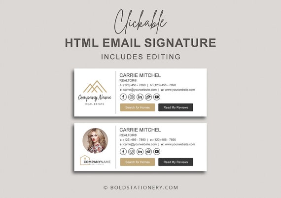 Clickable HTML Signature With Social Media Icons and Buttons | Etsy