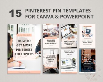Pinterest Templates for Canva, Pinterest Canva Templates, 15 Branded Canva Pinterest Templates for Bloggers, Pin Templates
