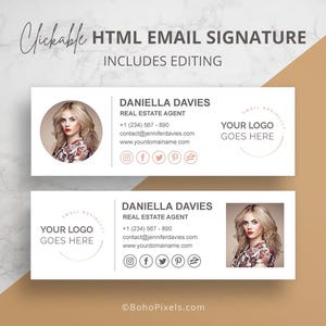 Clickable HTML Email Signature, Apple Mail Signature, Gmail Signature, Outlook, Email Signatures Real Estate, Realtor Email Signature