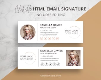Clickable HTML Email Signature, Apple Mail Signature, Gmail Signature, Outlook, Email Signatures Real Estate, Realtor Email Signature