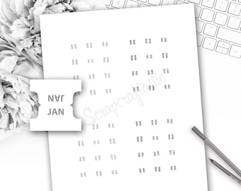 Tiny Monthly Tabs Printable and Cut File Planner Tabs
