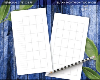 PERSONAL Blank Month On Two Pages Printable Planner Inserts Monthly Calendar