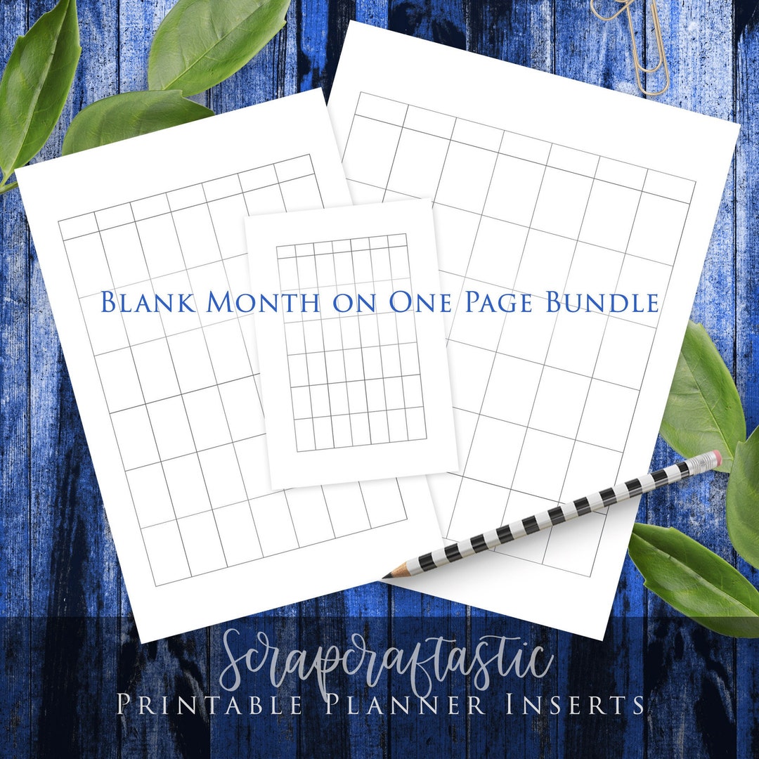 Blank Month on One Page Bundle Printable Planner Inserts - Etsy