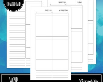 Deluxe Planner Printable Insert Refill Undated WO4P Personal Size includes 3 font styles and EC Size Full Boxes & Half Boxes