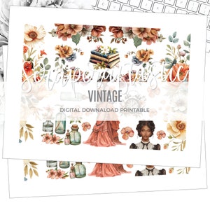 Vintage Printable Planner Stickers Clip Art Digital Download