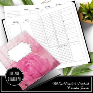 Deluxe Week on Four Pages (WO4P) B6 Traveler&#39;s Notebook Printable Inserts