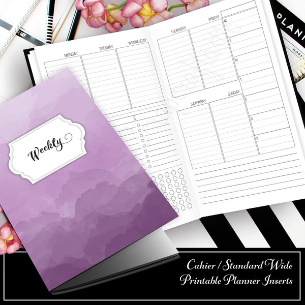 Week 33 Deluxe - Week On Two Pages (WO2P) Cahier Traveler's Notebook Printable Planner Inserts