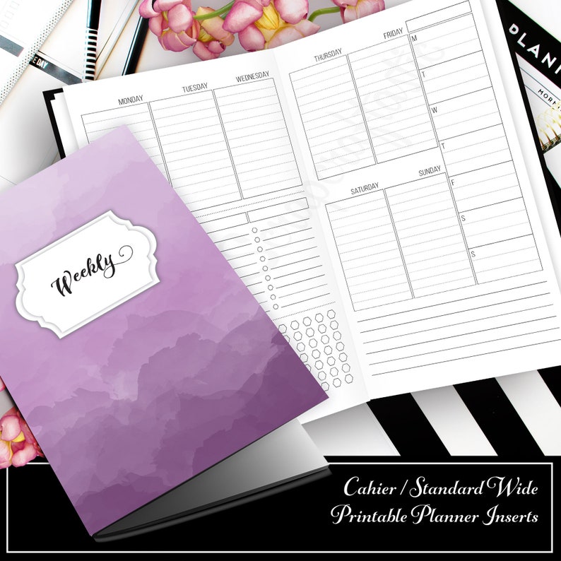 Week 33 Deluxe Week On Two Pages WO2P Cahier Traveler's Notebook Printable Planner Inserts image 1