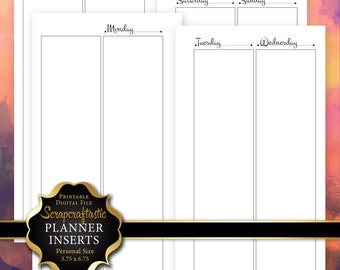 All Columns WO4P Personal Size Planner Printable Undated Insert Refill - Filofax Kikki K ColorCrush Erin Condren width columns