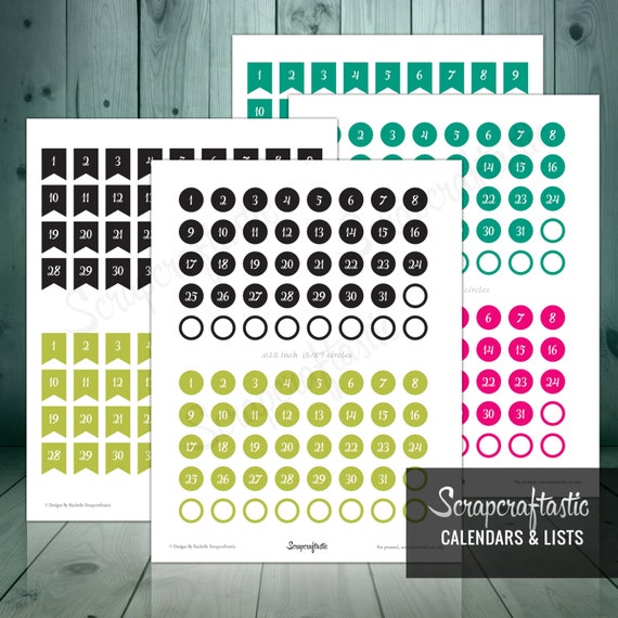 Planner Pro DIY Calendar, List and Monthly Challenge Numbered Printable Planner Stickers for paper planners, binders, inserts