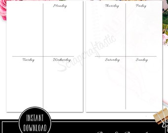 Basic Week On Two Pages (WO2P) Pocket Rings Printable Planner Inserts