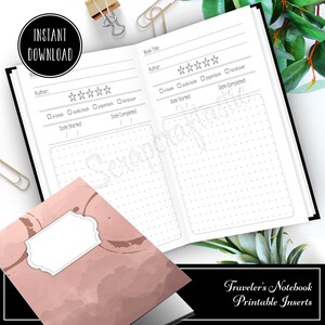 Book / Reading Log and Review B6 Traveler&#39;s Notebook Printable Insert