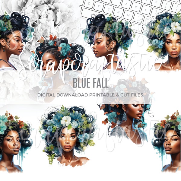 BLUE FALL Printable Planner Stickers Clip Art Digital Download