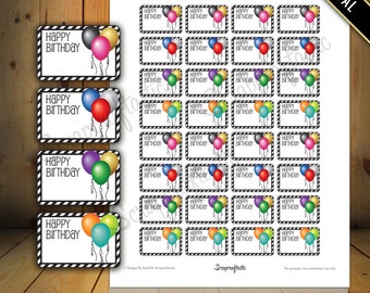 Happy Birthday Balloon Half Box Printable Planner Stickers for Paper Planners, Agendas and Organizers | Mambi Happy Planner, Erin Condren