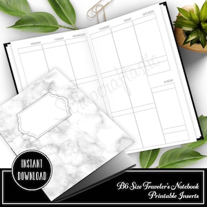 Vertical EC Boxes Week on Two Pages (WO2P) B6 Traveler&#39;s Notebook Printable Inserts