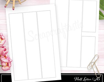 HALF LETTER - Basic Columns Half Page WO2P Printable Planner Inserts