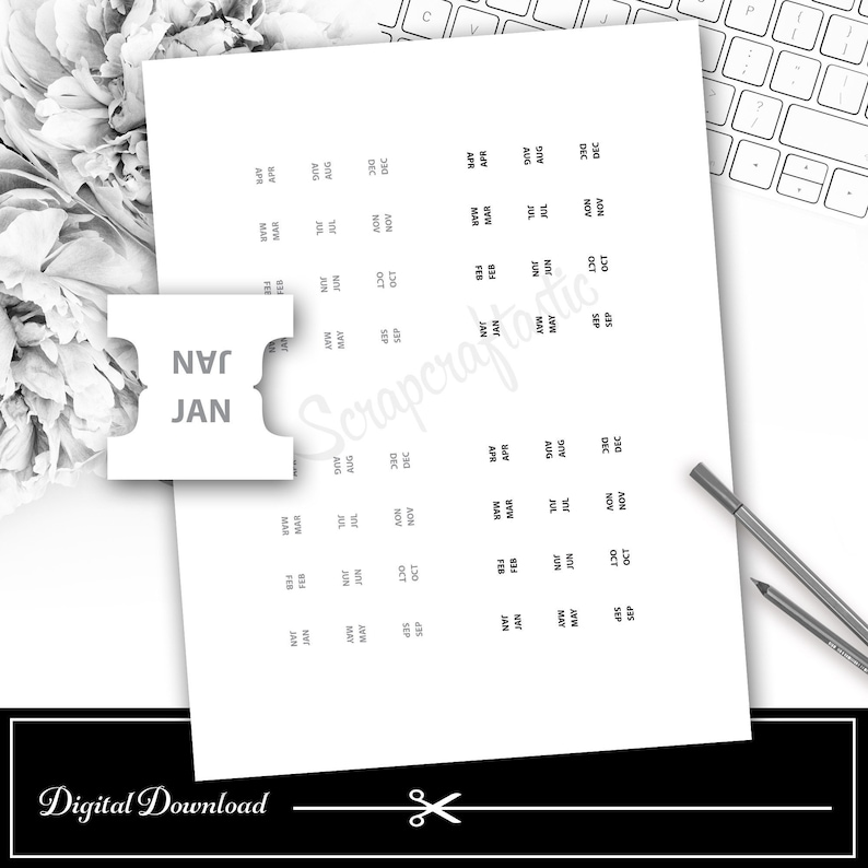 Tiny Monthly Tabs Printable and Cut File Planner Tabs - Etsy Australia
