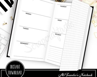 Simple Weekly Diary Grid A4 Printable Planner Insert - Etsy
