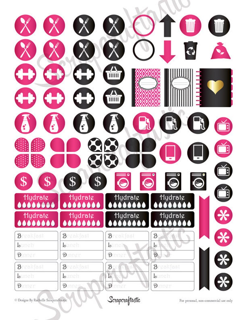 Diva Faves Everyday Series Printable Planner Stickers for the Classic MAMBI Happy Planner image 3