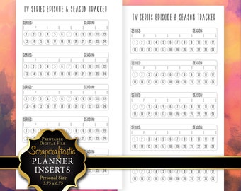 TV Series Episode & Season Tracker Planner Printable Insert Refill Personal Size for personal size planner 3.75" x 6.75" (00228)