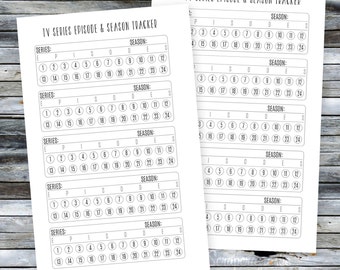 TV Series Episode & Season Tracker Planner Printable Insert Refill A5/Half Page Size - Filofax, Kikki K