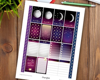 Astronomical Full Box Patterns and Designs Printable Planner Stickers for the Classic Mambi Happy Planner