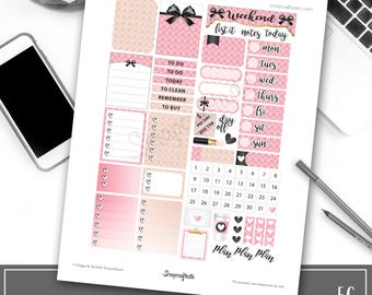 Quilted Pink Printable Planner Stickers