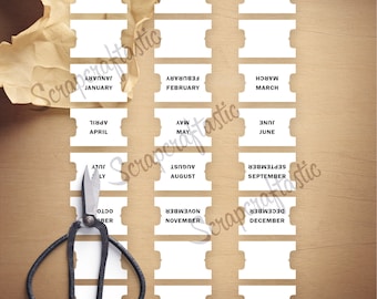 Small Monthly Tabs Printable and Cut File Planner Tabs