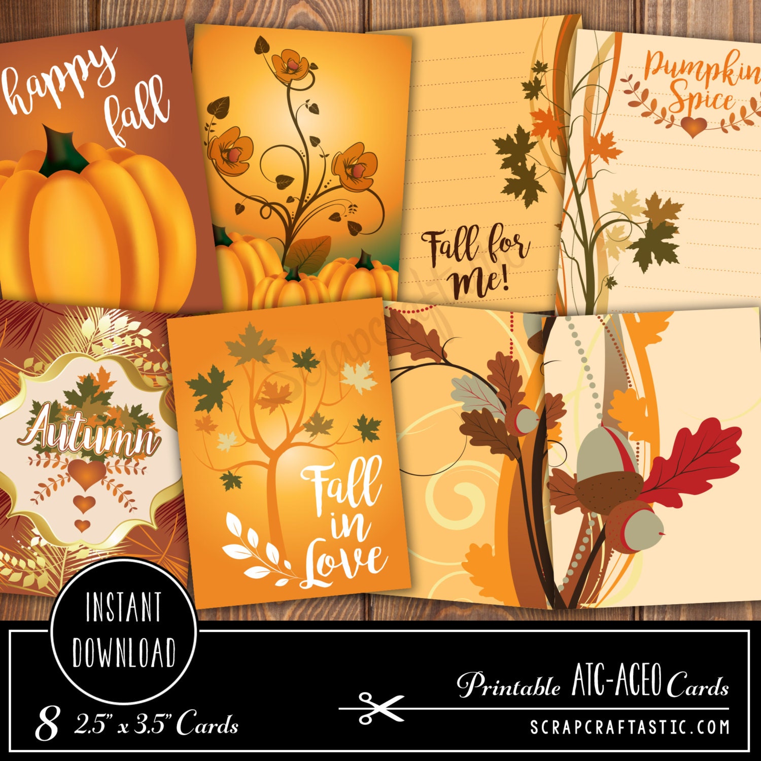 Pumpkin Spice ATC-ACEO Card Digital Collage Print Sheet