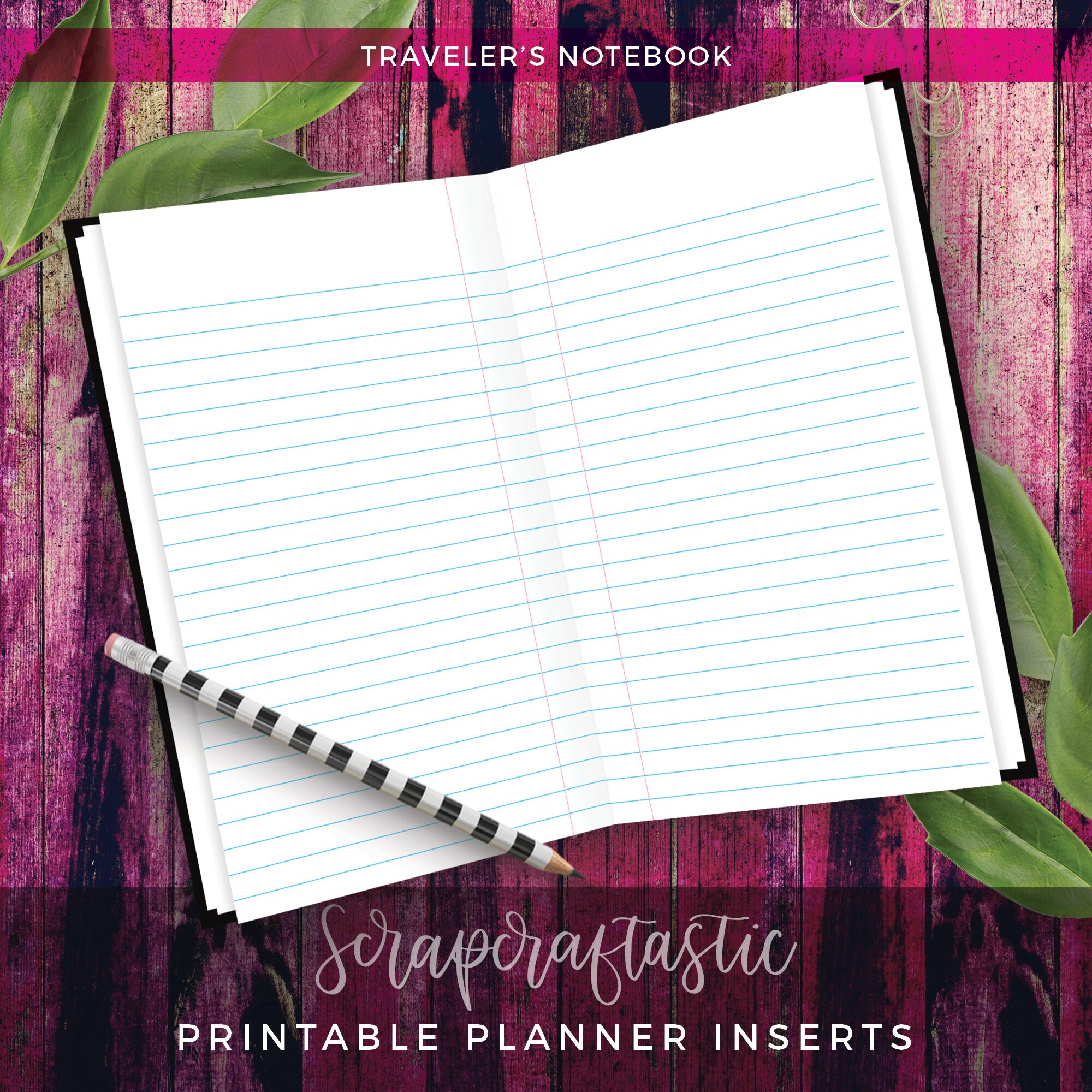 HALF LETTER Lined Notebook Paper Printable Planner or Traveler's ...