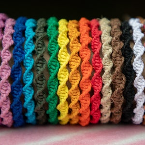 Set of 5 Spiral Adjustable Hemp Bracelets Bundle
