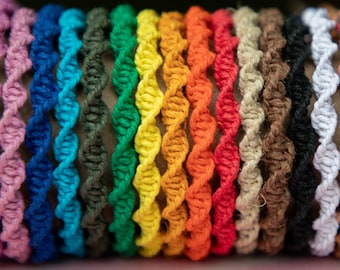 Set of 5 Spiral Adjustable Hemp Bracelets Bundle